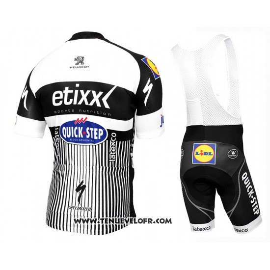 2016 Maillot Ciclismo Etixx Quick Step Blanc et Noir Manches Courtes et Cuissard